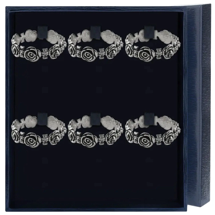 Set of silver napkin rings "Rosalia" for 6 persons