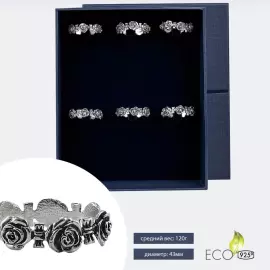 Набор серебряных колец для салфеток "Розалия" на 6 персон