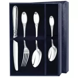 Dessert set made of silver "Smooth" 4 pieces, for 1 person