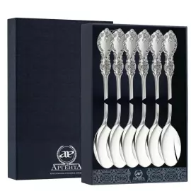 Set of silver tea spoons "Bird cherry" for 6 persons