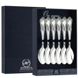 Набор кофейных ложек из серебра "№10" на 6 персон