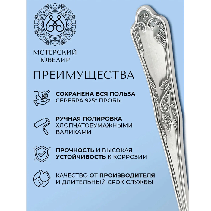 Набор кофейных ложек из серебра "№10" на 6 персон