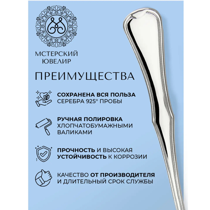 Набор чайных ложек из серебра "№14" на 6 персон