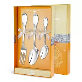 Набор десертных столовых приборов из серебра "Гладкий" 3 предмета, на 1 персону