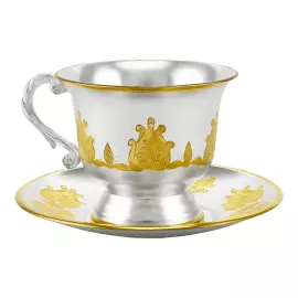 Чашка с блюдцем из серебра "№11" на 1 персону