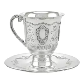 Чашка с блюдцем из серебра "№12" на 1 персону