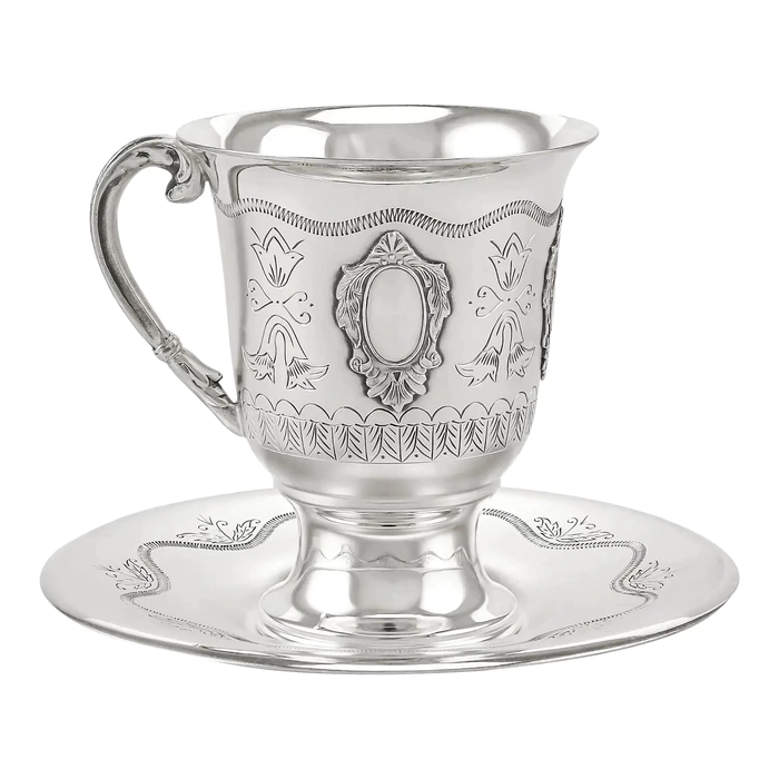Silver cup and saucer "No. 12" for 1 person