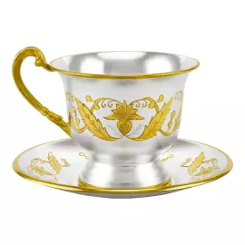 Чашка с блюдцем из серебра "№16" на 1 персону