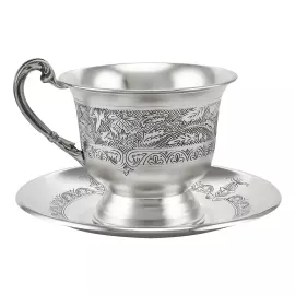 Чашка с блюдцем из серебра "№17" на 1 персону