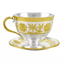 Чашка с блюдцем из серебра "№3" на 1 персону