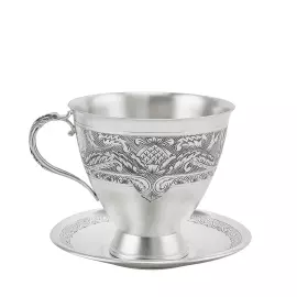 Чашка с блюдцем из серебра "№20. Ривьера" на 1 персону