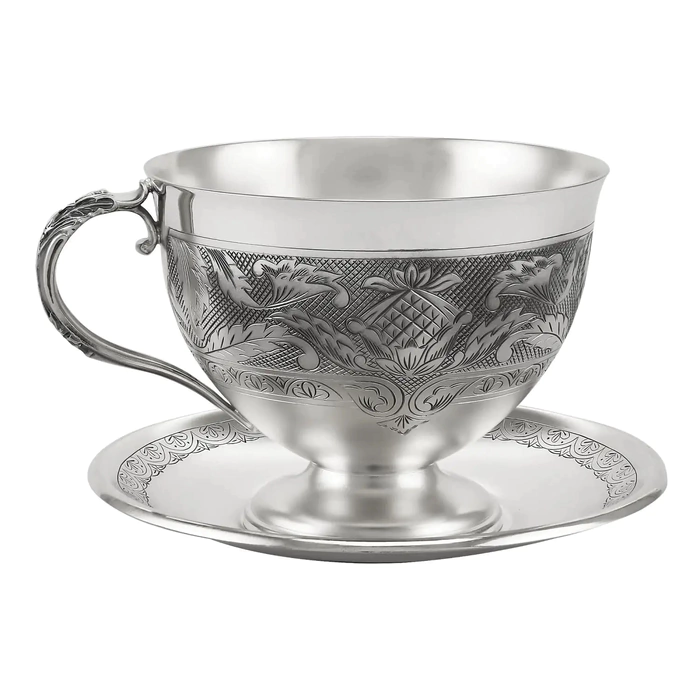 Silver cup and saucer "No. 3.Riviera" for 1 person