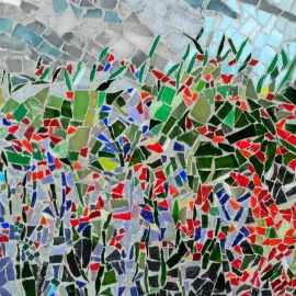 Author's mosaic painting "Steppe flowers"