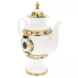 Сервиз кофейный с лазуритом "Боярыня" на 2 персоны, Златоуст