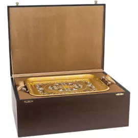 Coffee set "Boyaryna" for 6 persons, with malachite, Zlatoust