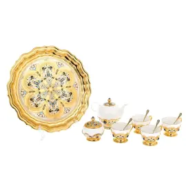 Чайный сервиз "Восточная сказка" с лазуритом и эмалями, на 4 персоны, Златоуст