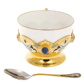 Чайный сервиз "Восточная сказка" с лазуритом и эмалями, на 4 персоны, Златоуст