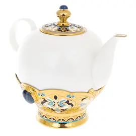 Чайный сервиз "Восточная сказка" с лазуритом и эмалями, на 4 персоны, Златоуст