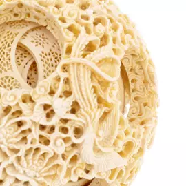 Mammoth tusk sculpture "Canton ball. The Dragon and the Phoenix"