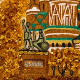 Картина из янтаря "Храм Василия Блаженного"