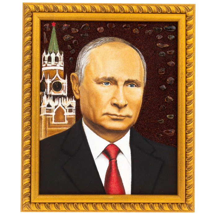 Портрет В.В. Путина из янтаря