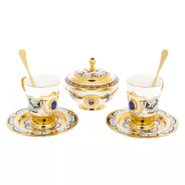 Кофейный сервиз с эмалью "Утренний" на 2 персоны, Златоуст