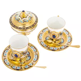 Кофейный сервиз с эмалью "Утренний" на 2 персоны, Златоуст