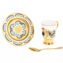 Кофейный сервиз с эмалью "Утренний" на 2 персоны, Златоуст