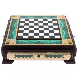 Шахматы из малахита "Люкс" в коробе, Златоуст