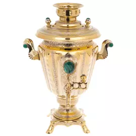 Brass samovar with malachite, Zlatoust