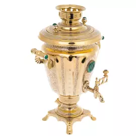 Brass samovar with malachite, Zlatoust
