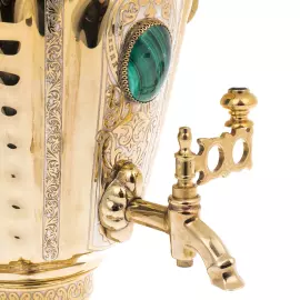 Brass samovar with malachite, Zlatoust