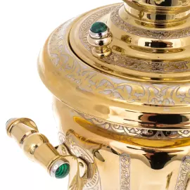 Brass samovar with malachite, Zlatoust