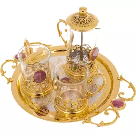 Чайный набор с яшмой "Нежность" на 2 персоны, Златоуст