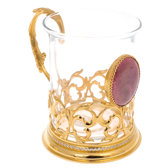 Tea set with jasper "Tenderness" for 2 persons, Zlatoust