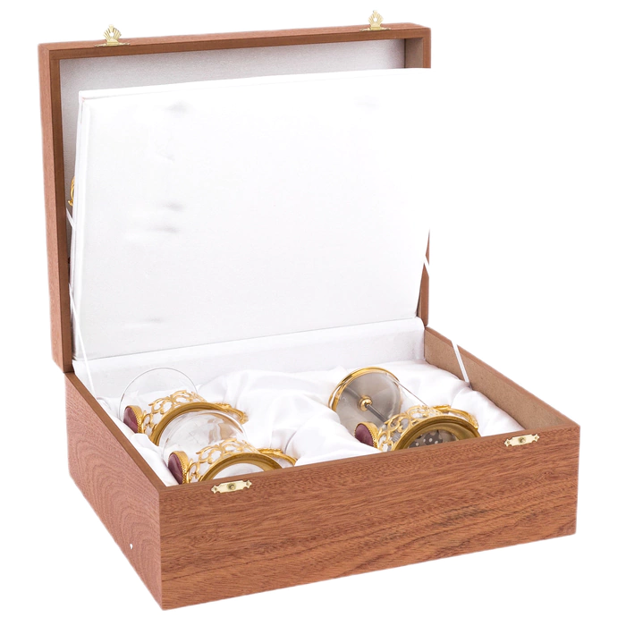 Tea set with jasper "Tenderness" for 2 persons, Zlatoust