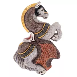 Статуэтка керамическая "Конь с коричневой попоной" с эмалью