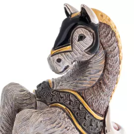 Статуэтка керамическая "Конь с коричневой попоной" с эмалью