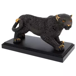 Статуэтка керамическая "Черная пантера" с эмалью и позолотой