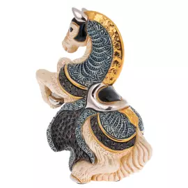 Статуэтка керамическая "Конь с синей попоной" с эмалью