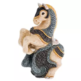 Статуэтка керамическая "Конь с синей попоной" с эмалью