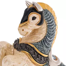 Статуэтка керамическая "Конь с синей попоной" с эмалью