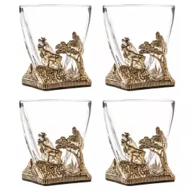 Набор бокалов для виски"Охота на оленя" на 4 персоны