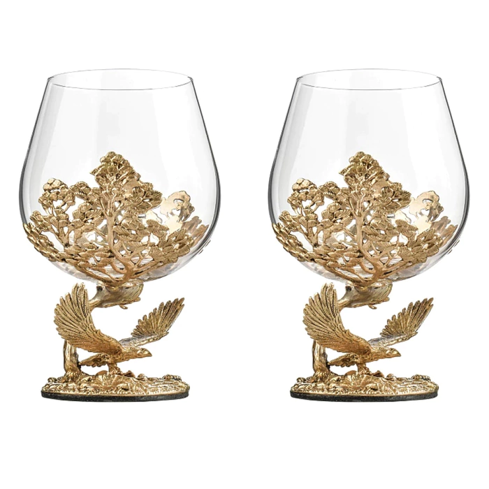 Soaring Eagle cognac set for 2 persons, in a wooden box