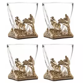 Набор бокалов для виски "Охота на оленя" на 4 персоны