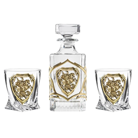 Whiskey set "George the Victorious" for 2 persons, in a wooden box