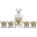 Whiskey set "George the Victorious" for 4 persons, in a wooden box