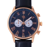 Quartz Wristwatch Russian Time blue-gold with dark blue strap