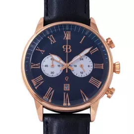 Наручные кварцевые часы Русское время сине-золотистые с темно-синим ремешком