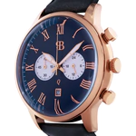 Quartz Wristwatch Russian Time blue-gold with dark blue strap